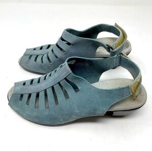 Munro Blue Leather Sandals | Size 8
